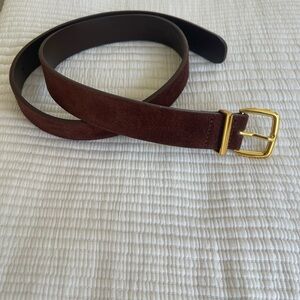 Madewell Rich Brown Suede Belt with Gold Buckle